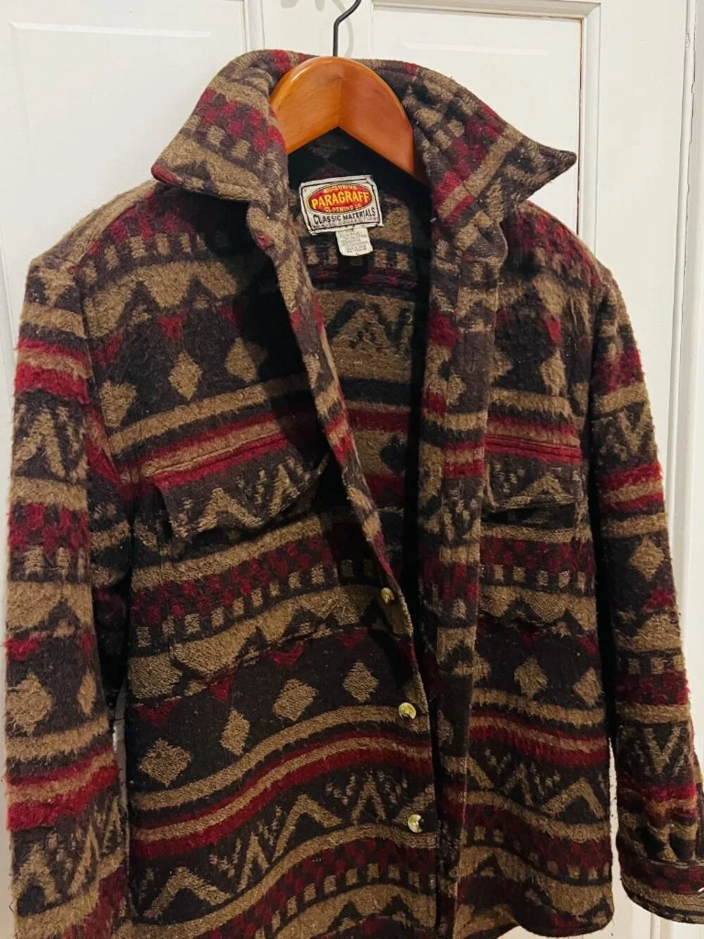 Vintage Southwestern PARAGRAFF Wool Blend Southwest Shirt Jacket Shacket